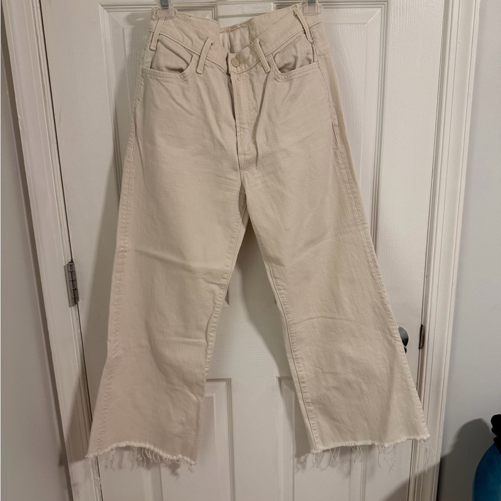 MOTHER Beige Flare & Wide Leg Jeans